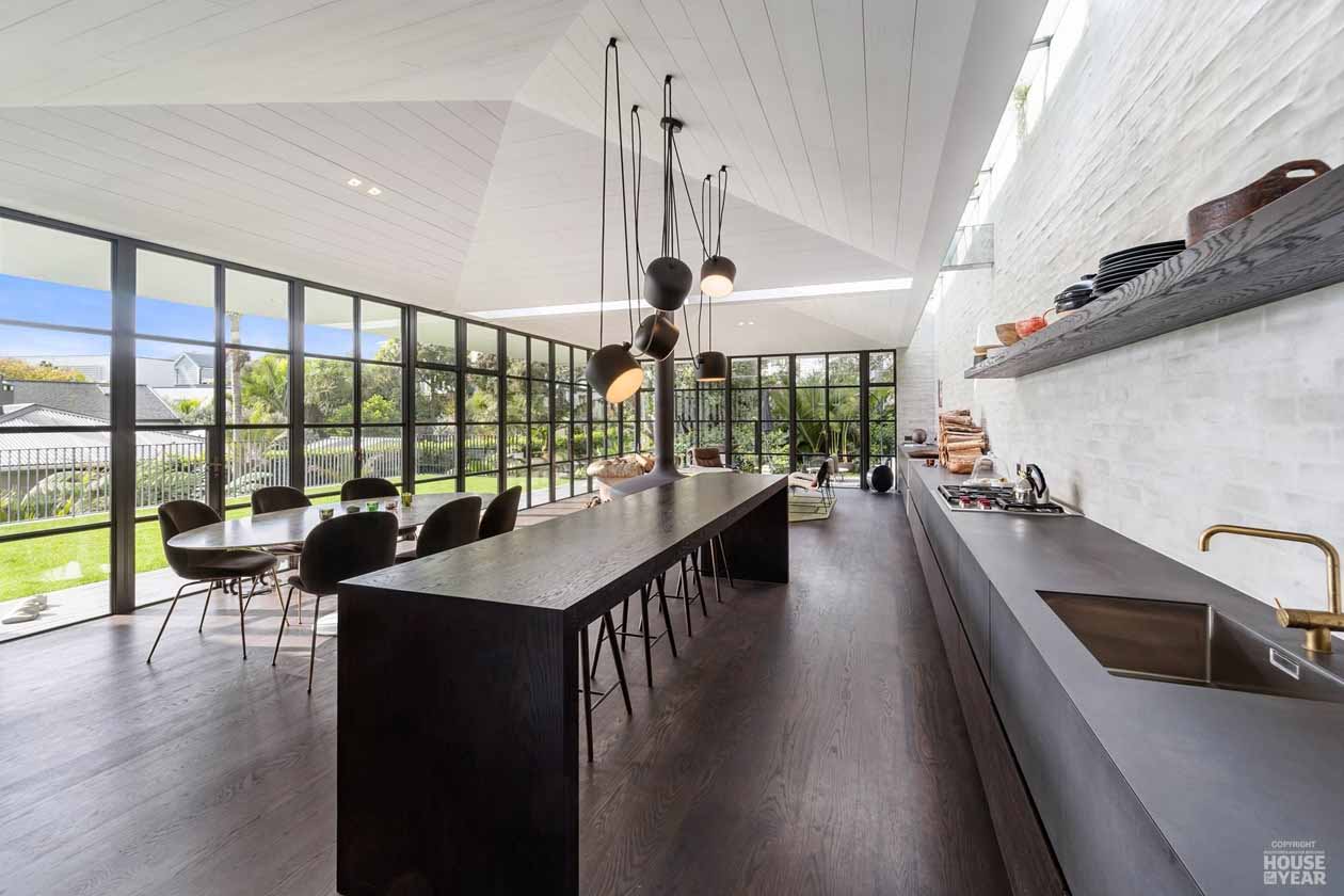 Modern Auckland interior with suspended ceiling system and clean architectural ceiling lines
